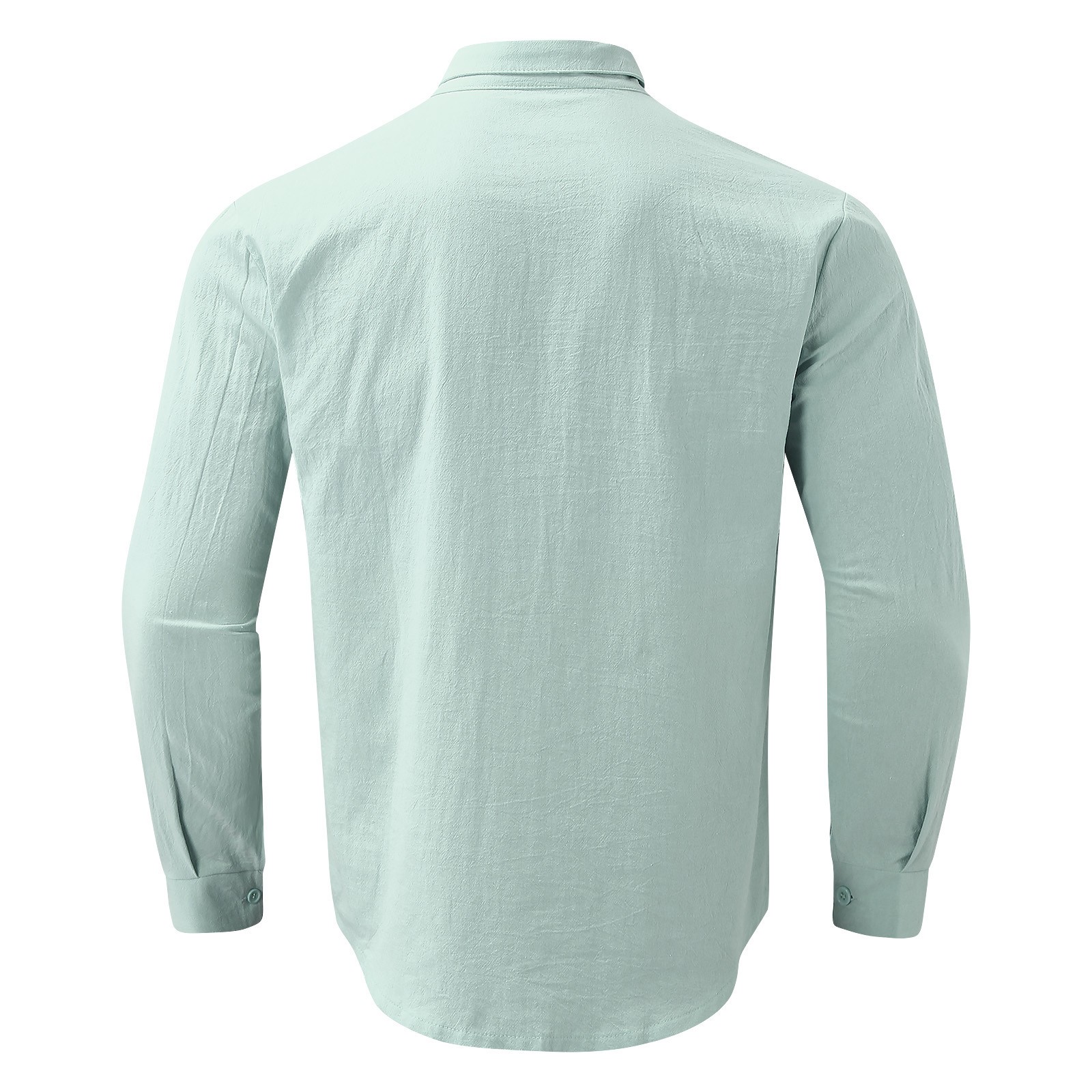thumbnail image 5 of Camisa de manga larga con cuello vuelto para hombre - Diseño liso - Algodón - Informal para todas las estaciones - Tallas M-XXXL, 5 of 5